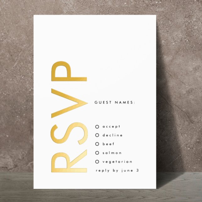 Ultra Modern Bold Names 2 x RSVP GOLD (**NB READ PRODUCT DESCRIPTION - GOLD RSVP showcasing suite - additional items (bought separately))