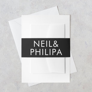 Ultra Modern BOLD NAMES Big Monogram Wedding Invitation Belly Band