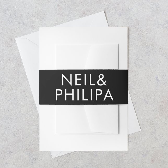 Ultra Modern BOLD NAMES Big Monogram Wedding Invitation Belly Band (Creator Uploaded)