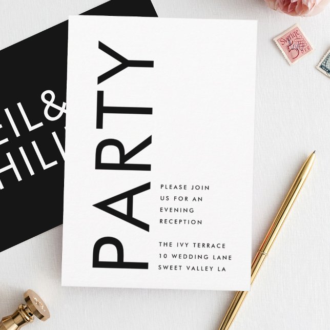 Ultra Modern Bold Names Black Wedding Reception Enclosure Card (Creator Uploaded)