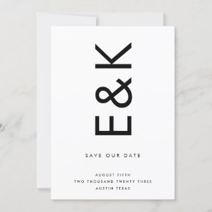 ULTRA MODERN BOLD NAMES MONOGRAM SAVE THE DATE INVITATION