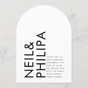 Ultra Modern Bold NAMES Simple Wedding Arch Invitation