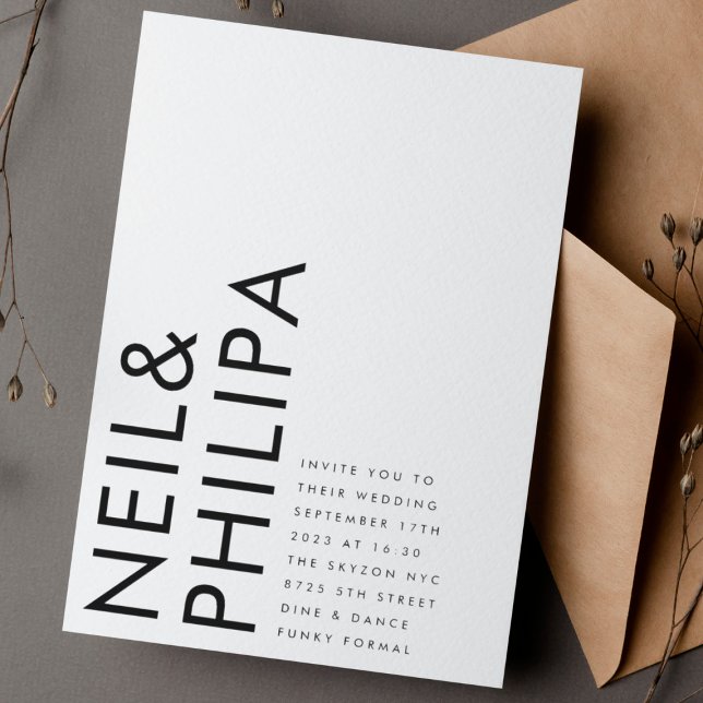 Ultra Modern Bold NAMES Simple Wedding Invitation (Creator Uploaded)