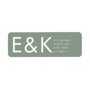 Ultra Modern Bold Sage Green Monogram Simple Return Address Label