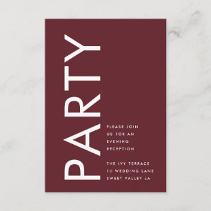 Ultra Modern Burgundy Maroon Monogram Wedding Enclosure Card