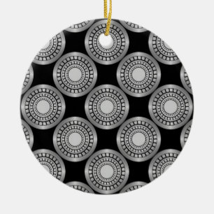 Ultra Modern Circles Christmas Ornament, Silver Ceramic Tree Decoration
