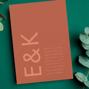 Ultra Modern Desert Bold Monogram Terracotta Invitation