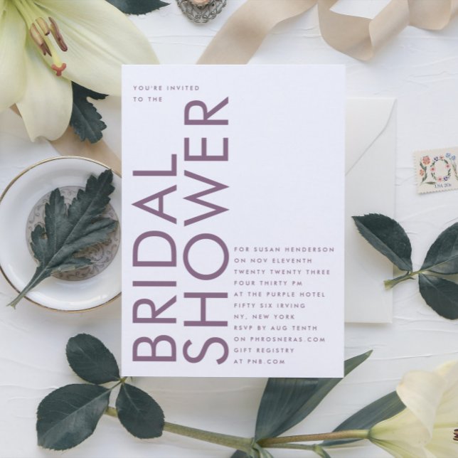 Ultra Modern Editable Purple and White Bridal Invitation (Creator Uploaded)