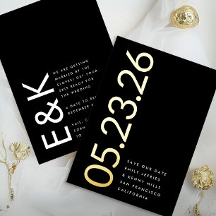 Ultra Modern Gold No Photo Bold DATE Save Our Date