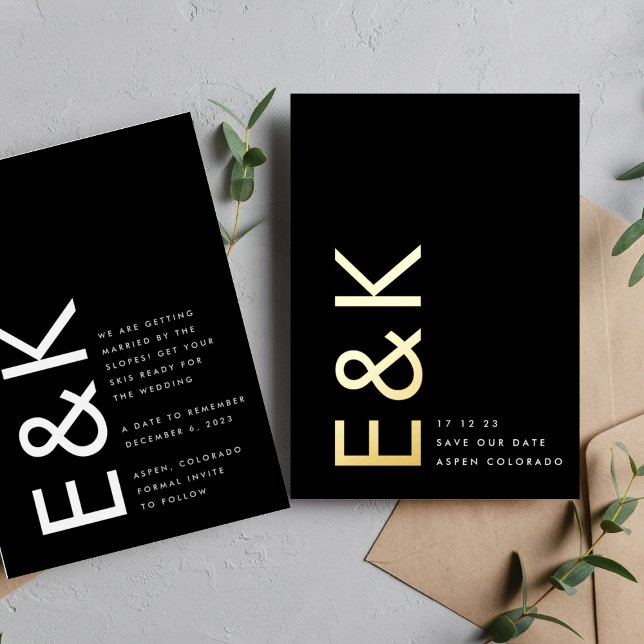 Ultra Modern Gold Non-Photo Monogram Save Our Date (Creator Uploaded)