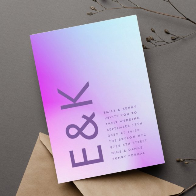 Ultra Modern Gradient Purple Fall Wedding Invitation (Creator Uploaded)