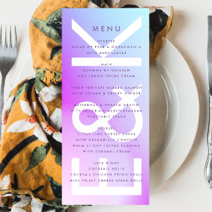Ultra Modern Gradient Purple Fall Wedding Menu