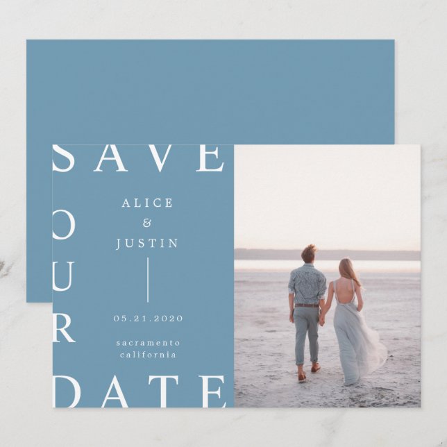 ultra modern layout photo Save the Date Invitation (Front/Back)