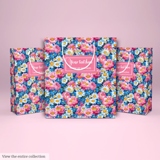 Ultra modern magenta pink floral gift bag wrap (Ultra modern magenta pink floral gift bag wrap)