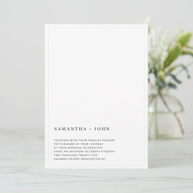 Ultra Modern Minimal Aesthetic Wedding Invitation (Standing Front)