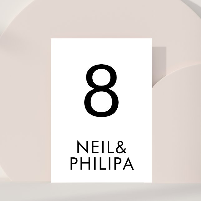 Ultra Modern Minimalist BOLD NAMES wedding Table Number (Creator Uploaded)