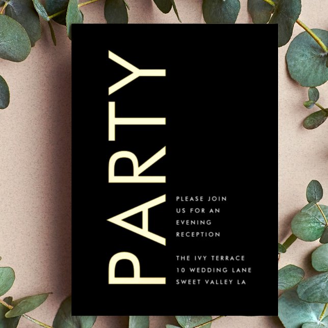 Ultra Modern Monogram GOLD FOIL RECEPTION INVITE (Creator Uploaded)