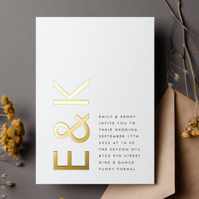 Ultra Modern Monogram Simple Wedding REAL GOLD (Creator Uploaded)
