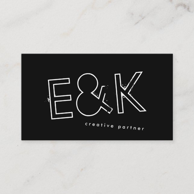 Ultra Modern Outline Big Funky Script Artist Business Card (Front)