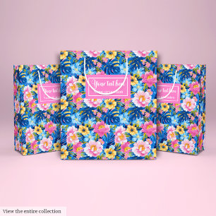 Ultra modern pastel pink watercolor floral preppy medium gift bag