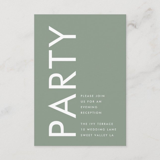 Ultra Modern Sage Green Monogram Simple Wedding Enclosure Card (Front)