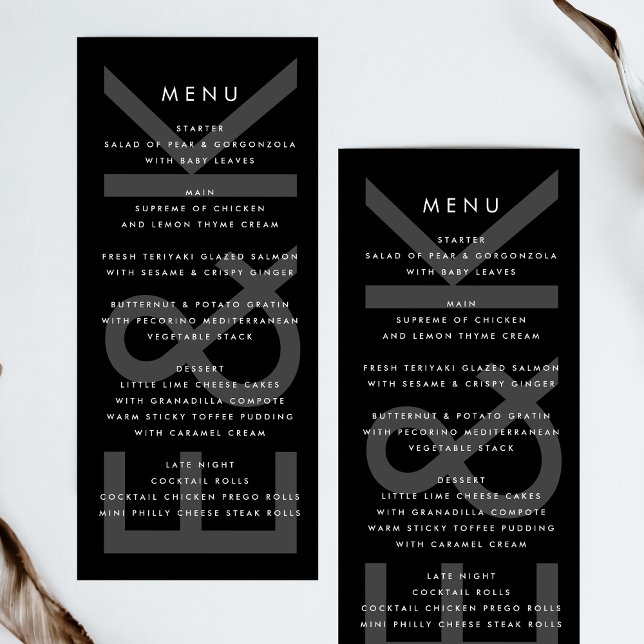 Ultra Modern Simple Big Bold Monogram Menu (Creator Uploaded)