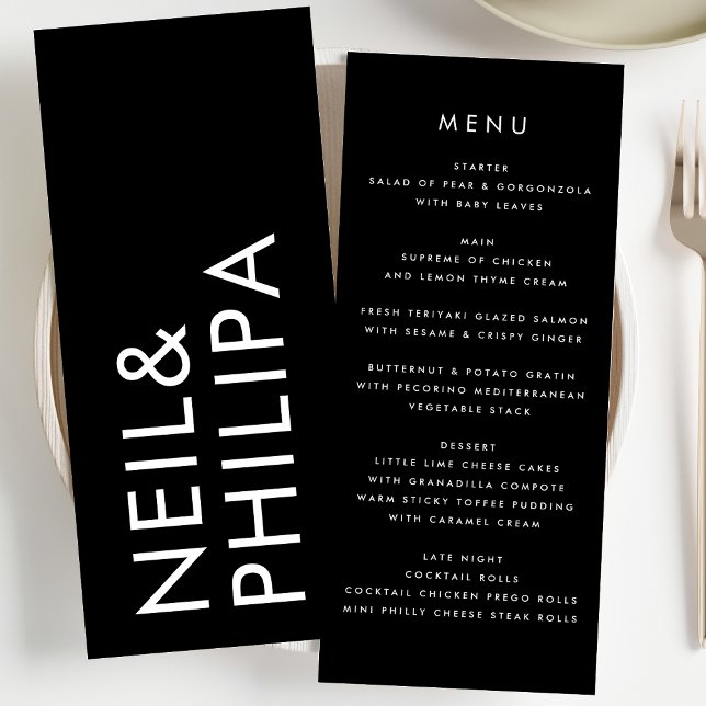 Ultra Modern Simple Big Bold Names Wedding Menu (Creator Uploaded)