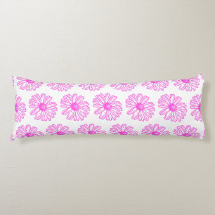 Ultra Pink Daisy Flower Print, Hippie Floral Body Cushion