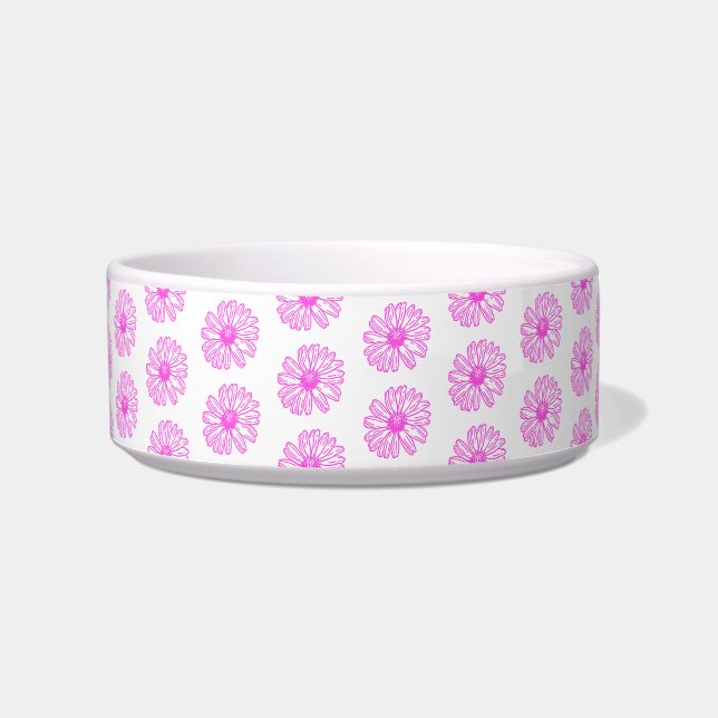Ultra Pink Daisy Flower Print, Hippie Floral Bowl (Front)