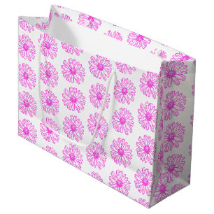 Ultra Pink Daisy Flower Print, Hippie Floral Large Gift Bag