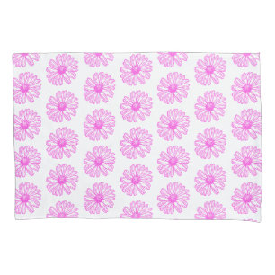 Ultra Pink Daisy Flower Print, Hippie Floral Pillowcase