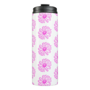 Ultra Pink Daisy Flower Print, Hippie Floral Thermal Tumbler
