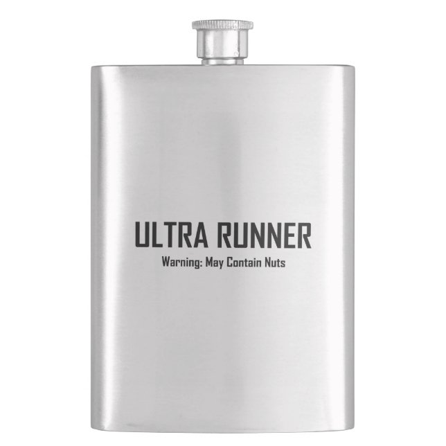 Ultra Runner, Warning May Contain Nuts Hip Flask (Front)