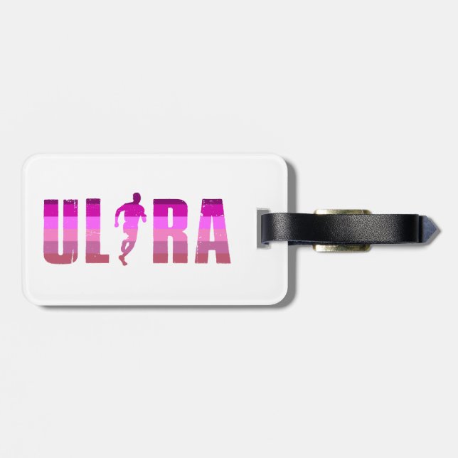 Ultra Running Pink Purple Rainbow Luggage Tag (Back Horizontal)