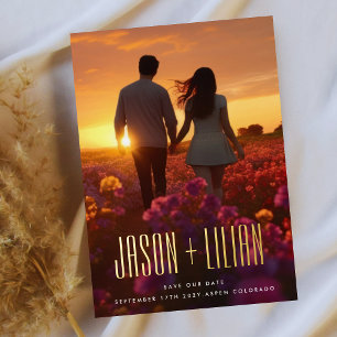 ULTRA SIMPLE BOLD NAMES GOLD PHOTO SAVE OUR DATE