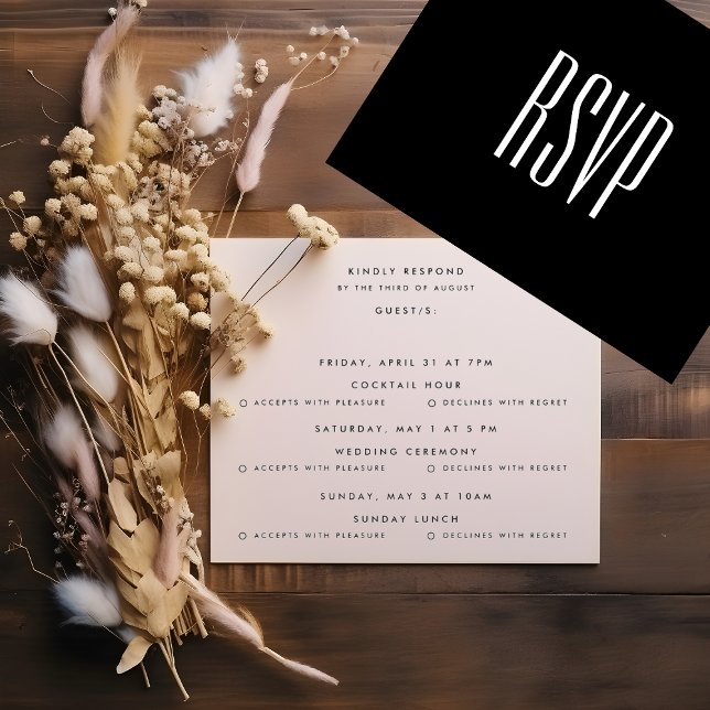 Ultra Simple Modern Minimalist B&W multi-event RSVP Card (Creator Uploaded)