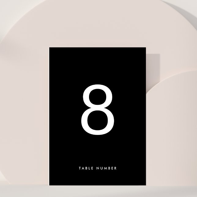 Ultra SIMPLE Modern Minimalist BLACK WHITE wedding Table Number (Creator Uploaded)