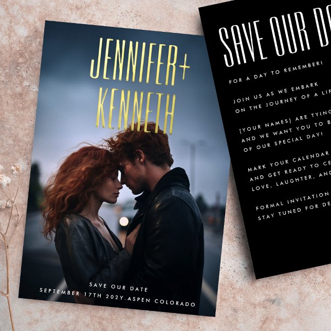 ULTRA SIMPLE MODERN NAMES GOLD PHOTO SAVE OUR DATE (Creator Uploaded)