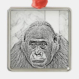 ultra sketch gorilla metal ornament