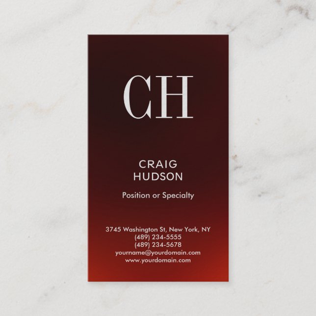 Ultra-Thick Monogram Professional Business Card (Front)