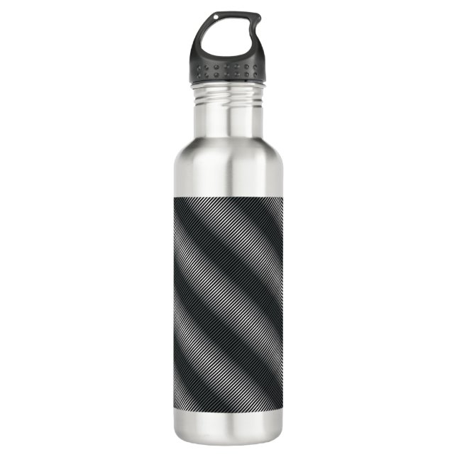 Ultra Thin Black & White Gradation Lines 710 Ml Water Bottle (Front)