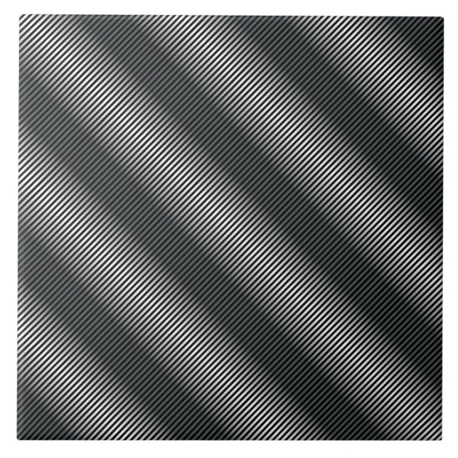 Ultra Thin Black & White Gradation Lines Ceramic Tile (Front)