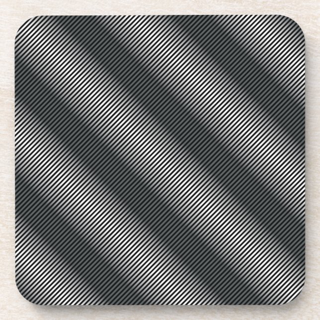 Ultra Thin Black & White Gradation Lines Coaster (Front)