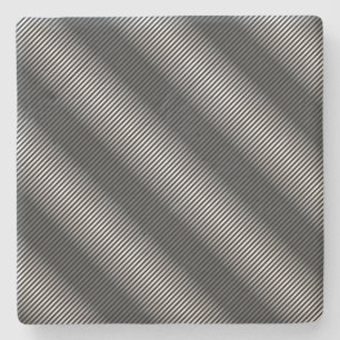 Ultra Thin Black & White Gradation Lines Stone Coaster