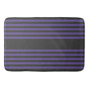 Ultra violet and charcoal five stripe pattern bath mat