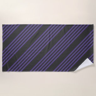 Ultra violet and charcoal five stripe pattern beach towel