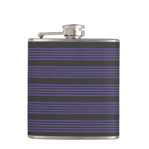 Ultra violet and charcoal five stripe pattern hip flask