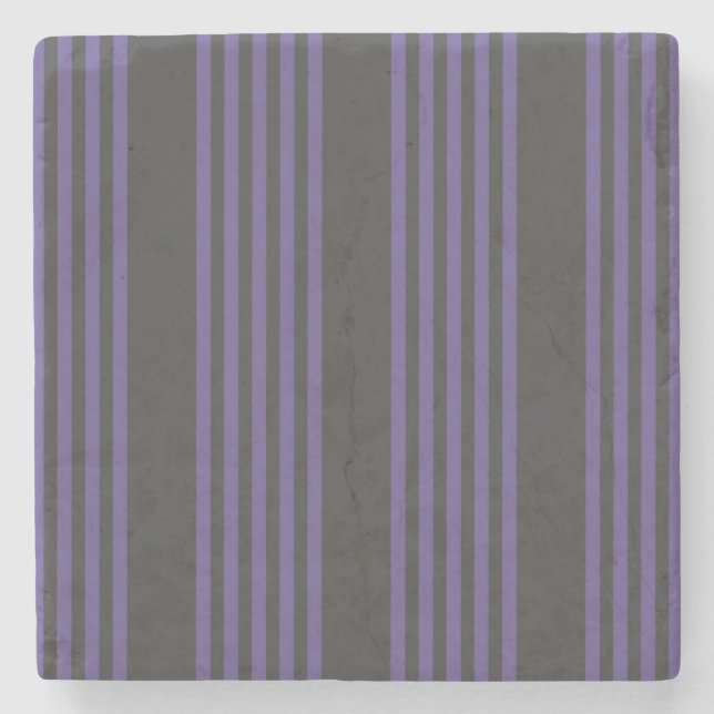 Ultra violet and charcoal five stripe pattern stone coaster (Front)