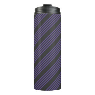 Ultra violet and charcoal five stripe pattern thermal tumbler