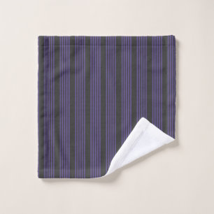 Ultra violet and charcoal five stripe pattern wash cloth